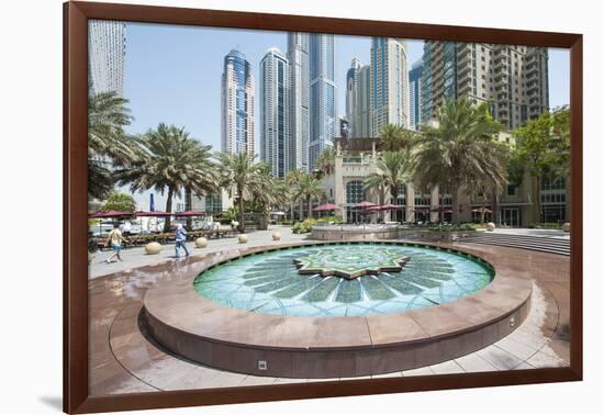 Fountain on the Dubai Marina Walk, Dubai, United Arab Emirates-Michael DeFreitas-Framed Photographic Print