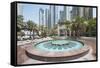 Fountain on the Dubai Marina Walk, Dubai, United Arab Emirates-Michael DeFreitas-Framed Stretched Canvas