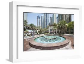 Fountain on the Dubai Marina Walk, Dubai, United Arab Emirates-Michael DeFreitas-Framed Photographic Print