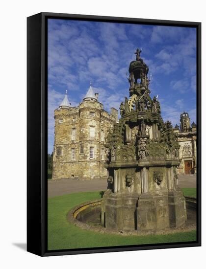 Fountain on the Grounds of Holyroodhouse Palace, Edinburgh, Scotland-Christopher Bettencourt-Framed Stretched Canvas