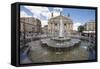 Fountain outside Old Town Opera House Svobody 28, Kiev, Ukraine, Europe-Jeremy Bright-Framed Stretched Canvas