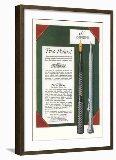 Fountain Pen and Pencil Advertisement-null-Framed Art Print