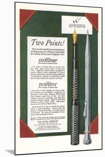 Fountain Pen and Pencil Advertisement-null-Mounted Art Print