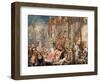 Fountain scene in front of a palace, c.1730-Johann Georg Platzer-Framed Giclee Print