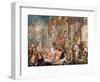 Fountain scene in front of a palace, c.1730-Johann Georg Platzer-Framed Giclee Print