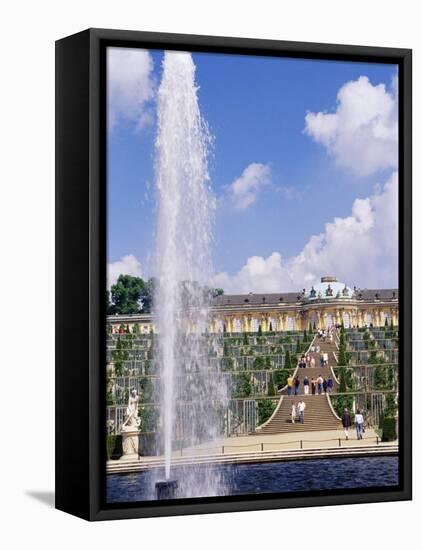 Fountain, Schloss Sanssouci (Sanssouci Palace), Unesco World Heritage Site, Potsdam, Germany-James Emmerson-Framed Stretched Canvas