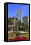 Fountain Sculpture and Jkr Tower, Kuala Lumpur, Malaysia, Southeast Asia, Asia-Richard Cummins-Framed Stretched Canvas