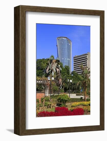 Fountain Sculpture and Jkr Tower, Kuala Lumpur, Malaysia, Southeast Asia, Asia-Richard Cummins-Framed Photographic Print
