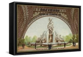Fountain under the Eiffel Tower-null-Framed Stretched Canvas
