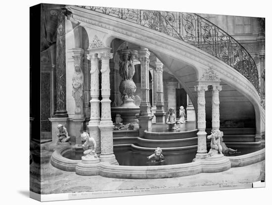Fountain Under the Stairs of the Hotel de Ville Before the Fire of 1871-Charles Marville-Stretched Canvas
