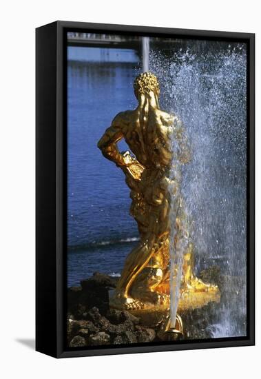 Fountain with Gilded Bronze Samson Statue, Grand Cascade-null-Framed Stretched Canvas