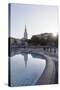 Fountain with Statue of George Iv and St. Martin-In-The-Fields Church-Markus Lange-Stretched Canvas