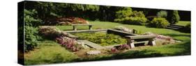 Fountain with Two Benches in a Garden, Grand Rapids, Michigan, USA-null-Stretched Canvas