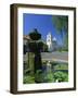 Fountain with Water Lilies, the Mission in the Background, Santa Barbara, California, USA-Tomlinson Ruth-Framed Photographic Print