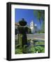 Fountain with Water Lilies, the Mission in the Background, Santa Barbara, California, USA-Tomlinson Ruth-Framed Photographic Print