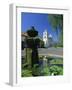 Fountain with Water Lilies, the Mission in the Background, Santa Barbara, California, USA-Tomlinson Ruth-Framed Photographic Print