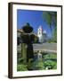 Fountain with Water Lilies, the Mission in the Background, Santa Barbara, California, USA-Tomlinson Ruth-Framed Photographic Print