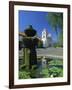 Fountain with Water Lilies, the Mission in the Background, Santa Barbara, California, USA-Tomlinson Ruth-Framed Photographic Print