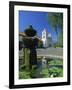 Fountain with Water Lilies, the Mission in the Background, Santa Barbara, California, USA-Tomlinson Ruth-Framed Photographic Print