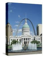 Fountains and Buildings in City of St. Louis, Missouri, United States of America (USA)-Adina Tovy-Stretched Canvas