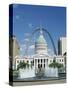 Fountains and Buildings in City of St. Louis, Missouri, United States of America (USA)-Adina Tovy-Stretched Canvas