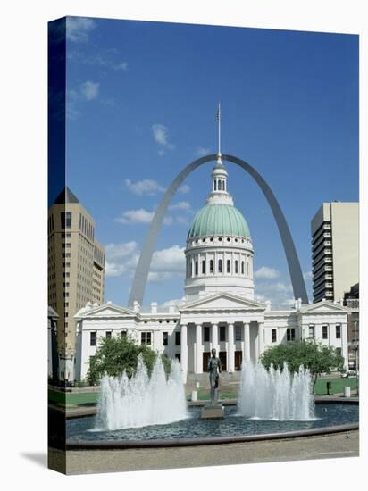 Fountains and Buildings in City of St. Louis, Missouri, United States of America (USA)-Adina Tovy-Stretched Canvas