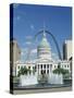 Fountains and Buildings in City of St. Louis, Missouri, United States of America (USA)-Adina Tovy-Stretched Canvas