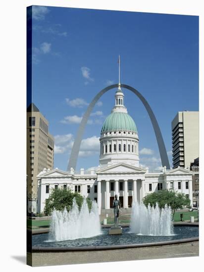 Fountains and Buildings in City of St. Louis, Missouri, United States of America (USA)-Adina Tovy-Stretched Canvas