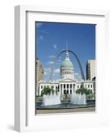 Fountains and Buildings in City of St. Louis, Missouri, United States of America (USA)-Adina Tovy-Framed Photographic Print