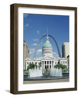 Fountains and Buildings in City of St. Louis, Missouri, United States of America (USA)-Adina Tovy-Framed Photographic Print