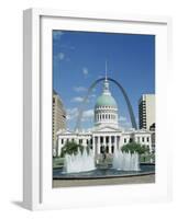 Fountains and Buildings in City of St. Louis, Missouri, United States of America (USA)-Adina Tovy-Framed Photographic Print