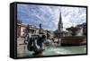 Fountains and St. Martins Church, Trafalgar Square, London, England, United Kingdom-James Emmerson-Framed Stretched Canvas