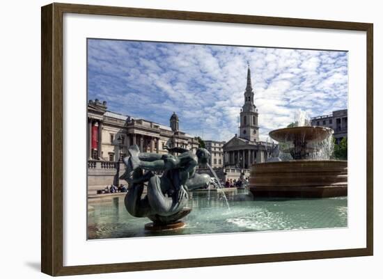 Fountains and St. Martins Church, Trafalgar Square, London, England, United Kingdom-James Emmerson-Framed Photographic Print