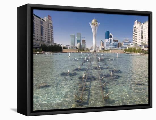Fountains at Bayterek Tower, Astana, Kazakhstan, Central Asia-Michael Runkel-Framed Stretched Canvas