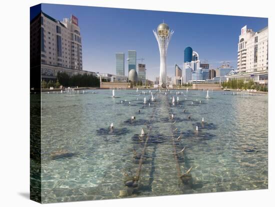 Fountains at Bayterek Tower, Astana, Kazakhstan, Central Asia-Michael Runkel-Stretched Canvas