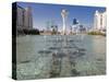 Fountains at Bayterek Tower, Astana, Kazakhstan, Central Asia-Michael Runkel-Stretched Canvas