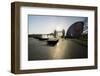 Fountains Glisten at More Place with City Hall and Tower Bridge Behind-Charles Bowman-Framed Photographic Print