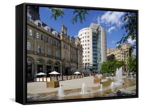 Fountains in City Square, Leeds, West Yorkshire, England, Uk-Peter Richardson-Framed Stretched Canvas