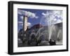 Fountains in Front of a Railroad Station, Milles Fountain, Union Station, St. Louis, Missouri, USA-null-Framed Photographic Print