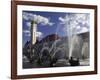 Fountains in Front of a Railroad Station, Milles Fountain, Union Station, St. Louis, Missouri, USA-null-Framed Photographic Print