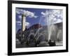 Fountains in Front of a Railroad Station, Milles Fountain, Union Station, St. Louis, Missouri, USA-null-Framed Photographic Print