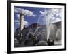 Fountains in Front of a Railroad Station, Milles Fountain, Union Station, St. Louis, Missouri, USA-null-Framed Photographic Print