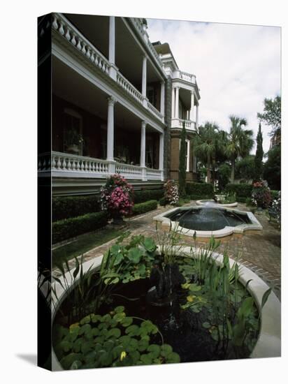 Fountains in Front of Mansion, Calhoun Mansion, Charleston, Charleston County, South Carolina, USA-null-Stretched Canvas