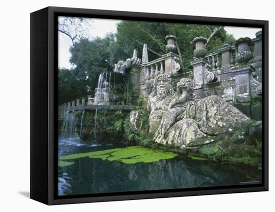 Fountains in the Gardens of the Villa Lante, Bagnaia, Lazio, Italy, Europe-Michael Newton-Framed Stretched Canvas