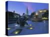 Fountains in Trafalgar Square at Night, London-Lee Frost-Stretched Canvas