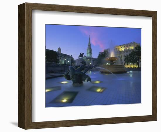 Fountains in Trafalgar Square at Night, London-Lee Frost-Framed Photographic Print