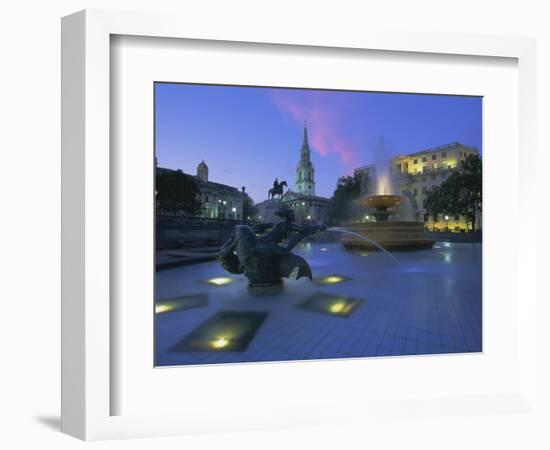 Fountains in Trafalgar Square at Night, London-Lee Frost-Framed Photographic Print