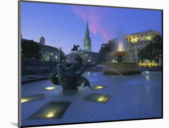 Fountains in Trafalgar Square at Night, London-Lee Frost-Mounted Photographic Print