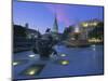 Fountains in Trafalgar Square at Night, London-Lee Frost-Mounted Photographic Print