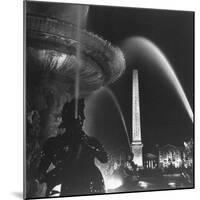 Fountains of Paris Shimmering with Light at Night-David Scherman-Mounted Photographic Print